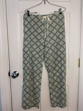 Roller Rabbit Jenna Cotton Wide Leg Drawstring Lounge Pajama Pants Large